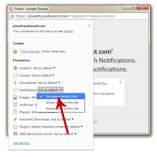 Enable Chrome Push Notification