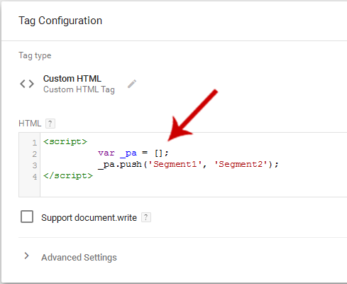 Adding PushAssist Segment JS under Custom HTML Tag in Google Tag Manager