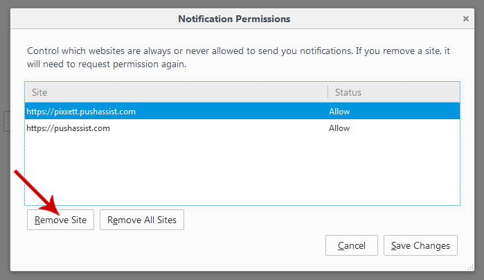 Disable Firefox Push Notification