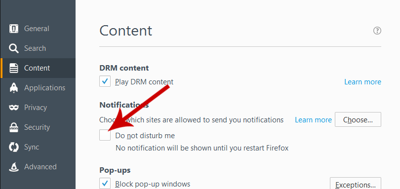 Enable Firefox Push Notification