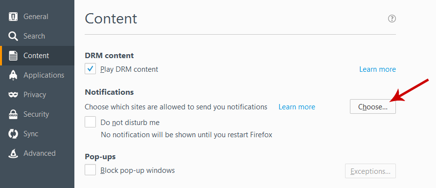 Enable Firefox Push Notification